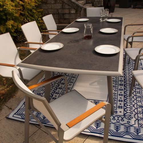 Moderner Esstisch - ROTONDE - Ezeis - Aluminium / Keramik / HPL