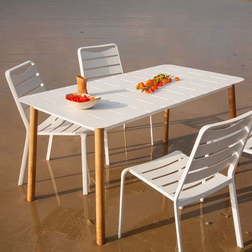 Moderner Esstisch - ALICANTE - Ezeis - Aluminium / Gestell aus Teakholz / rechteckig