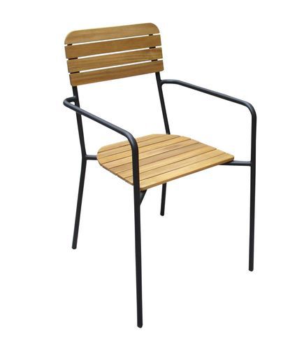Moderner Stuhl - SCOOL - Ezeis - für Außenbereich / Tropenholz / Gestell aus galvanisiertem Stahl