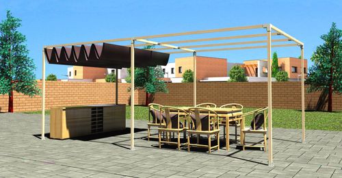Selbsttragende Pergola - Cuatelart, s.l. - galvanisiertem Stahl / Faltdach / modulierbar