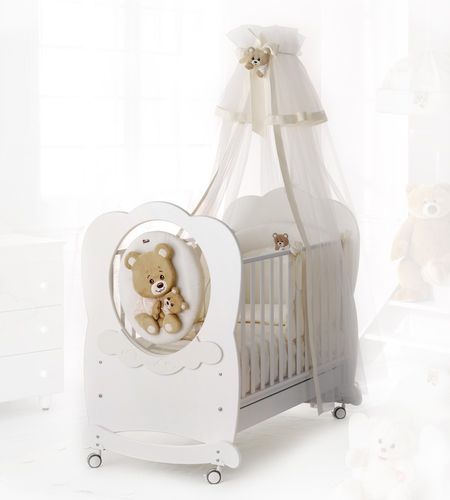 Modernes Babybett - ABBRACCI - Baby Expert - mit Rollen / Holz