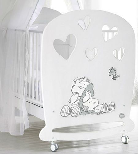 Modernes Babybett - WHITE LINUS COT - Baby Expert - mit Rollen / Holz