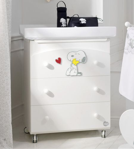 Holz-Wickeltisch - SNOOPY - Baby Expert - auf Rollen