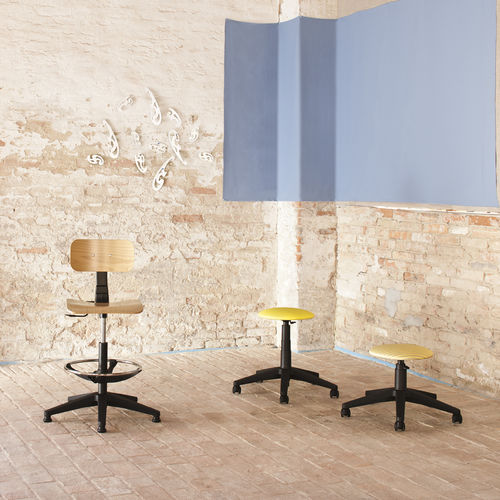Kunststoff-Bürohocker - TECHNO - Milani - mit Rollen / Polster / höhenverstellbar