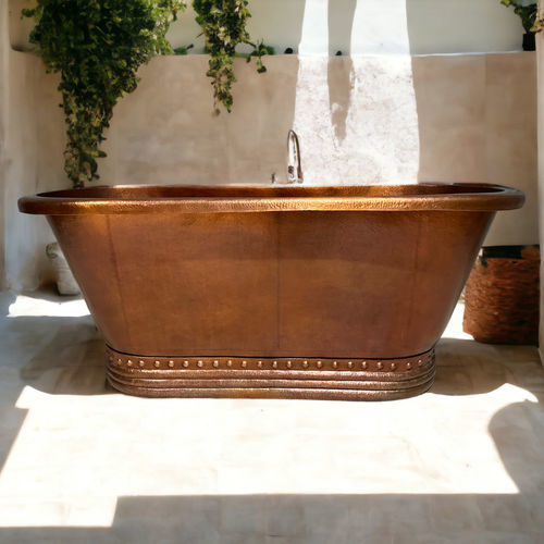 Ovale Badewanne - RITZ - ARRELART - freistehend / für Wohnungen / polierter Kupfer