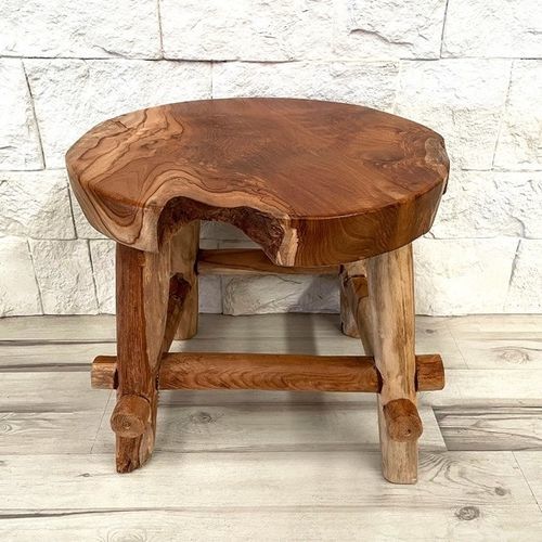 Moderner Beistelltisch - JULIETTE - ARRELART - Teakholz / Gestell aus Teakholz / rund