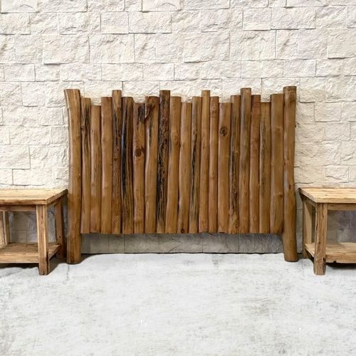 Kopfteil für Doppelbetten - LUCIEN - ARRELART - originelles Design / Teakholz / nach Maß