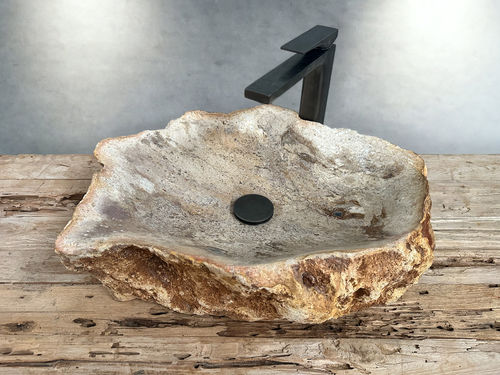 Aufsatzwaschbecken - PAUL - ARRELART - versteinertes Holz / handgefertigt / organisch