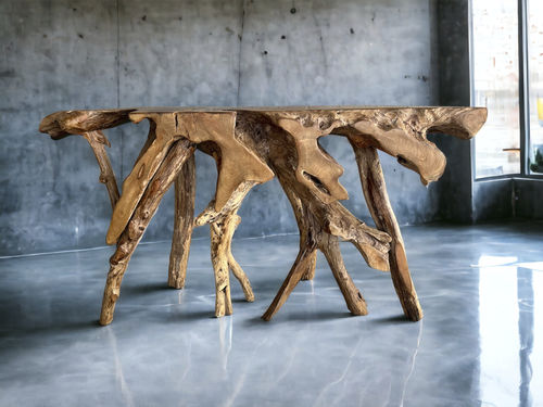 Konsolentisch / originelles Design - NOUR - ARRELART - Teakholz / Gestell aus Teakholz / maßgefertigt