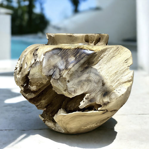 Vase / originelles Design - GERRO23 - ARRELART - Teakholz / für Gewerbegebrauch