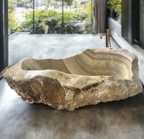 Freistehende Badewanne - SAHARA - ARRELART - für Wohnungen / Naturstein / Onyx