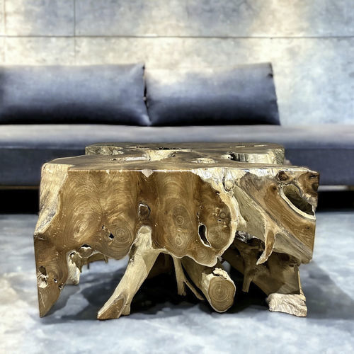 Couchtisch / organisches Design - ASHLEY - ARRELART - Teakholz / Gestell aus Teakholz / maßgefertigt