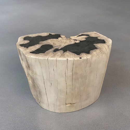 Moderner Hocker - LOUIS - ARRELART - versteinertes Holz / Gestell aus versteinertem Holz / mit Mittelfuß
