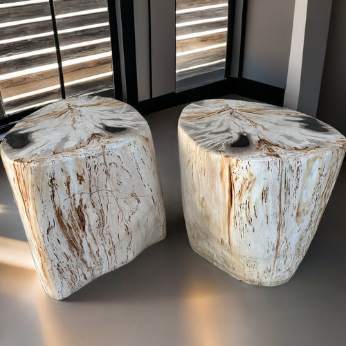 Moderner Hocker - ALASKA - ARRELART - versteinertes Holz / Gestell aus versteinertem Holz / handgefertigt