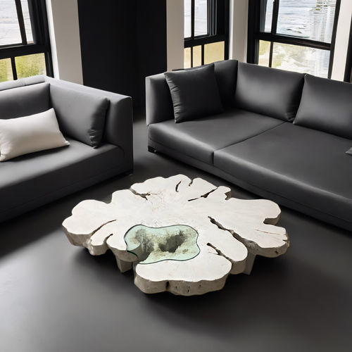 Couchtisch / originelles Design - TAUCEN111 - ARRELART - Glas / Massivholz / Aus Tropenholz