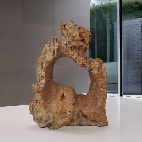 Steinskulptur - BORNEO - ARRELART - handgefertigt / bodenstehend / braun