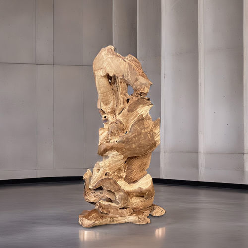 Teakholz-Skulptur - SUZANNE - ARRELART - lackiertes seidenmattes Holz / für Außenbereich / bodenstehend