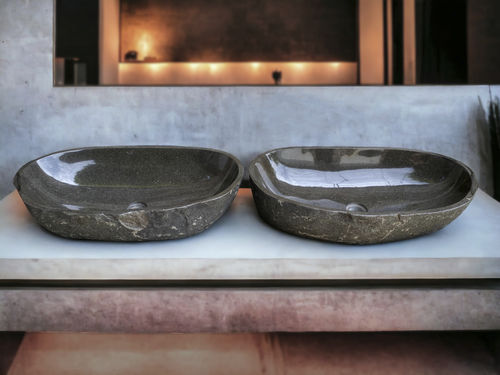 Aufsatzwaschbecken - TWINS - ARRELART - Riverstone® / handgefertigt / doppelt