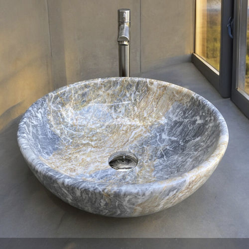 Aufsatzwaschbecken - VINCI - ARRELART - Marmor / handgefertigt / rund