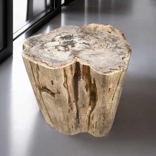 Hocker / originelles Design - HAMAKUA - ARRELART - versteinertes Holz / Gestell aus versteinertem Holz / rund