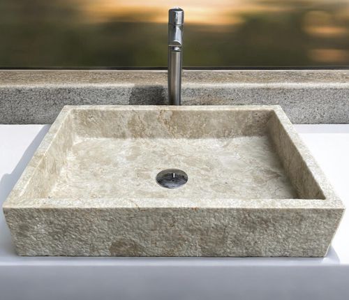 Aufsatzwaschbecken - VERONA - ARRELART - Marmor / Mattfinish / rechteckig