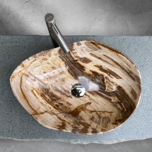 Aufsatzwaschbecken - LIONEL - ARRELART - versteinertes Holz / handgefertigt / Hochglanz