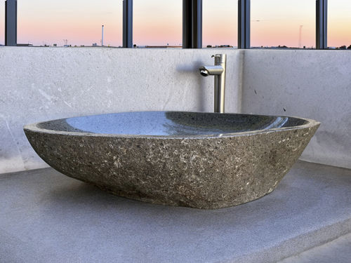 Aufsatzwaschbecken - BAGAN - ARRELART - Riverstone® / handgefertigt / oval