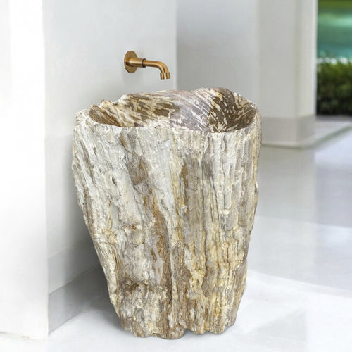 Totem-Waschbecken - MUGA - ARRELART - versteinertes Holz / handgefertigt / organisch