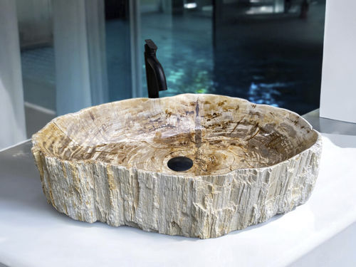 Aufsatzwaschbecken - MOON - ARRELART - versteinertes Holz / nach Maß / individuell gestaltbar