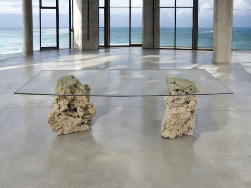 Esstisch / originelles Design - DHARMA - ARRELART - Kristall / Gestell aus Stein / rechteckig