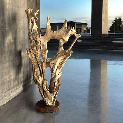 Teakholz-Skulptur - CANCUN - ARRELART - handgefertigt / bodenstehend / für Hotels