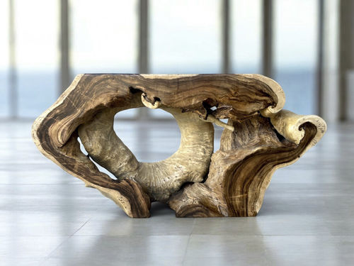 Konsolentisch / organisches Design - ATHENS - ARRELART - Massivholz / Aus Tropenholz / lackiertes seidenmattes Holz