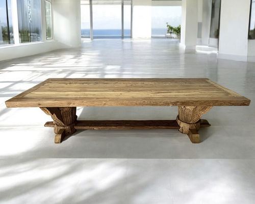 Moderner Esstisch - PORTOVENERE - ARRELART - Teakholz / matt lackiertes Holz / Gestell aus Teakholz