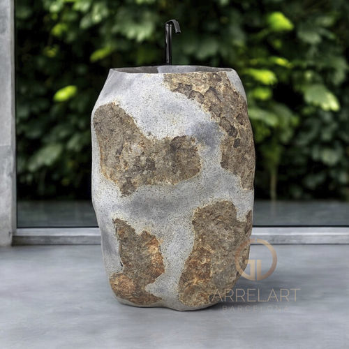 Bodenstehendes Waschbecken - DALMATIAN - ARRELART - Riverstone® / handgefertigt / Hochglanz