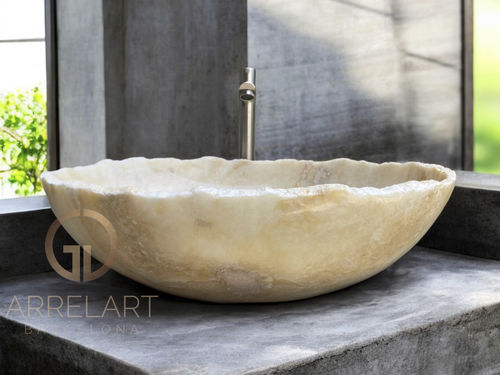 Aufsatzwaschbecken - BR882 - ARRELART - Onyx / handgefertigt / oval