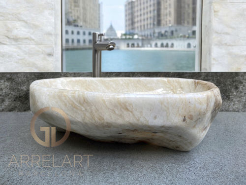 Aufsatzwaschbecken - ARYA - ARRELART - Onyx / handgefertigt / oval