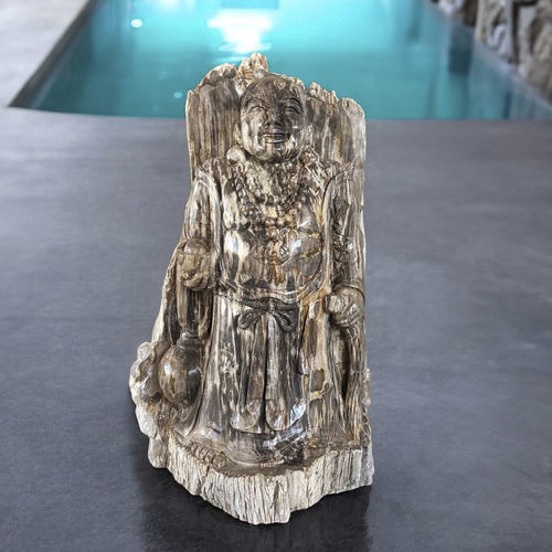 Skulptur / versteinertes Holz - BUDDHA - ARRELART - für Außenbereich / handgefertigt / Garten