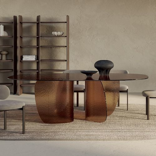 Moderner Tisch - Blur - Nature Design - Glas / Gestell aus Glas / oval