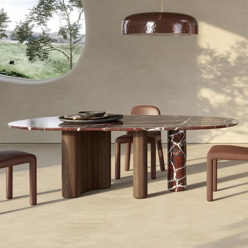 Moderner Tisch - Lymph - Nature Design - Eiche / amerikanischer Nussbaum / Keramik