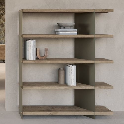 Modernes Bücherregal - Graft  - Nature Design - Eiche / amerikanischer Nussbaum / Natureiche