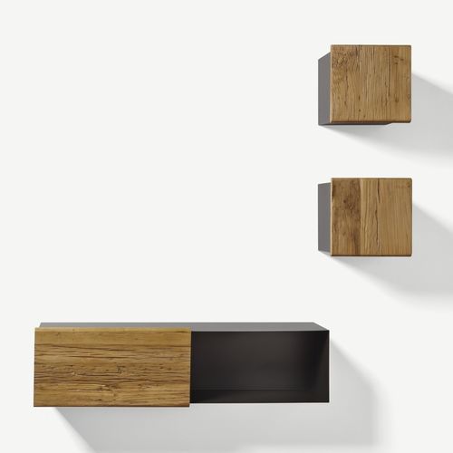 Moderne Wohnwand - Finissimo  - Nature Design - Eiche / amerikanischer Nussbaum / mit Stauraum