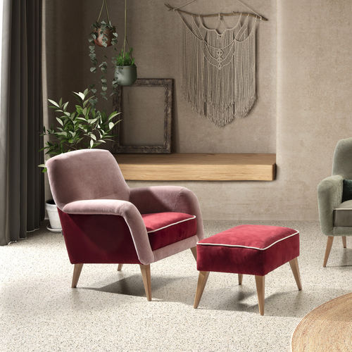 Moderner Sessel - SANDY - Raga - Stoff / Buche / thermolackierter Stahl