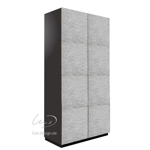 Moderner Kleiderschrank - Luis Design - hochglanzlackiertes Holz / Metall / Granit