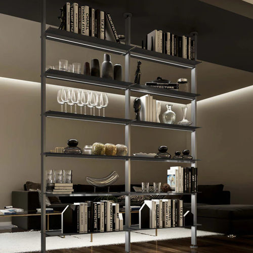 Trennwand-Bücherregal - VERTICAL LINE LUX - Damiano Latini srl - modern / Metall / mit integrierter Beleuchtung