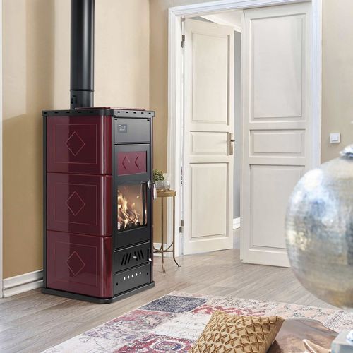 Wasserführender Kaminofen / Holz - BELVEDERE 30 - Klover - 20 kW...50 kW / freistehend / modern