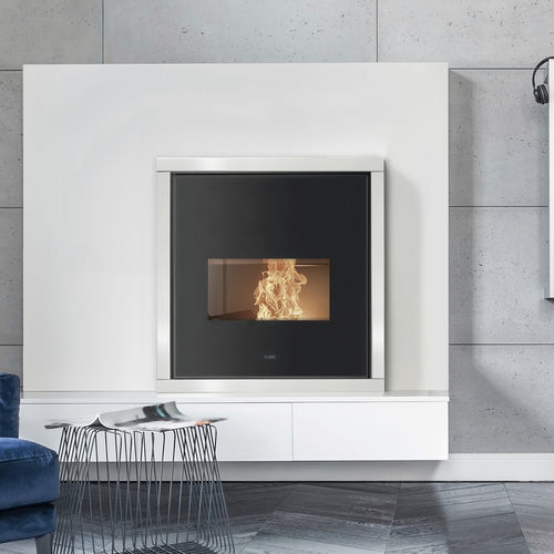 Heizkessel-Kamineinsatz / mit 1 Sichtseite - PFP 240 GLASS - Klover - Pellet / Gusseisen / modern