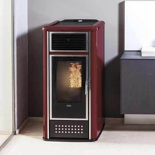 Wasserführender Kaminofen / Pellet - BELVEDERE 28 - Klover - 20 kW...50 kW / freistehend / modern