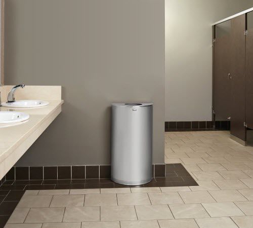 Park-Abfallbehälter - HALF ROUND : OPEN TOP - Rubbermaid Commercial Products - Metall / modern / für Gewerbegebrauch