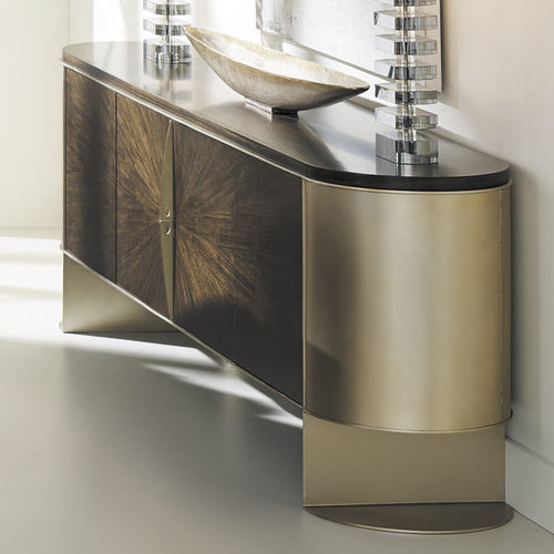 Modernes Sideboard - PRIME TIME - CARACOLE - Holzfurnier / Metall / mit Regal