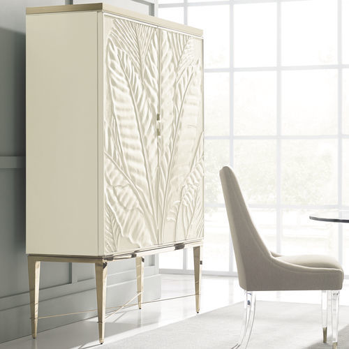 Traditioneller Barschrank - PALMS UP! - CARACOLE - lackiertes Metall / Marmor / mit Flügeltür